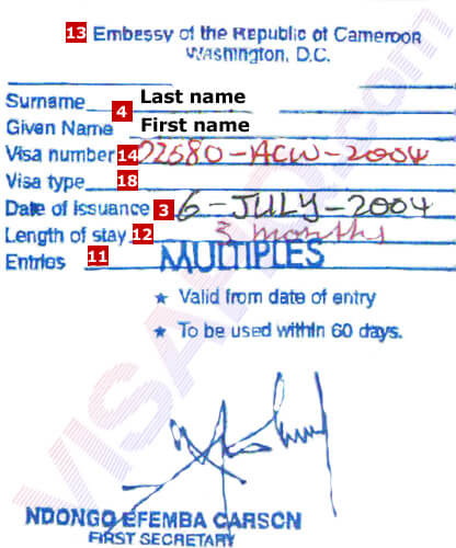 สาธารณรัฐแคเมอรูน วีซ่า