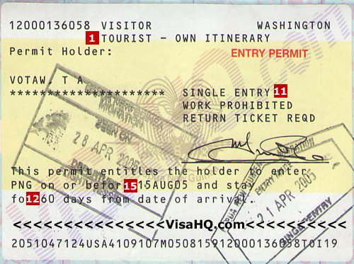 รัฐเอกราชปาปัวนิวกินี วีซ่า